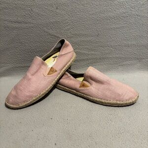 OluKai Kaula Pa’a Kapa Canvas Pink Rose Sea Salt Loafers Slip on Shoes size 6.5